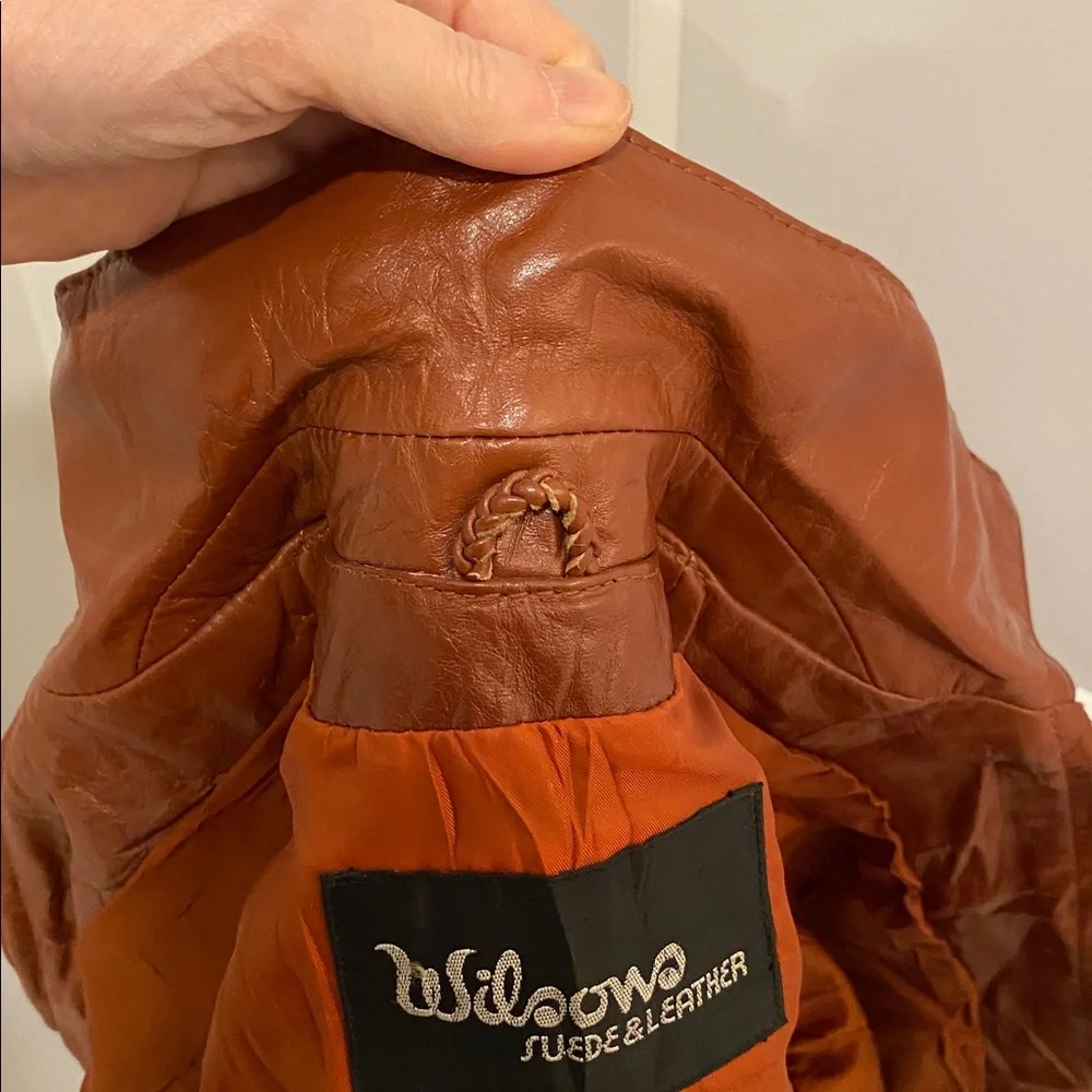 Vintage 70s Wilsons Cropped XS Leather Jacket  Brown Boho Indie Sleaze Made USA - Picture 7 of 7